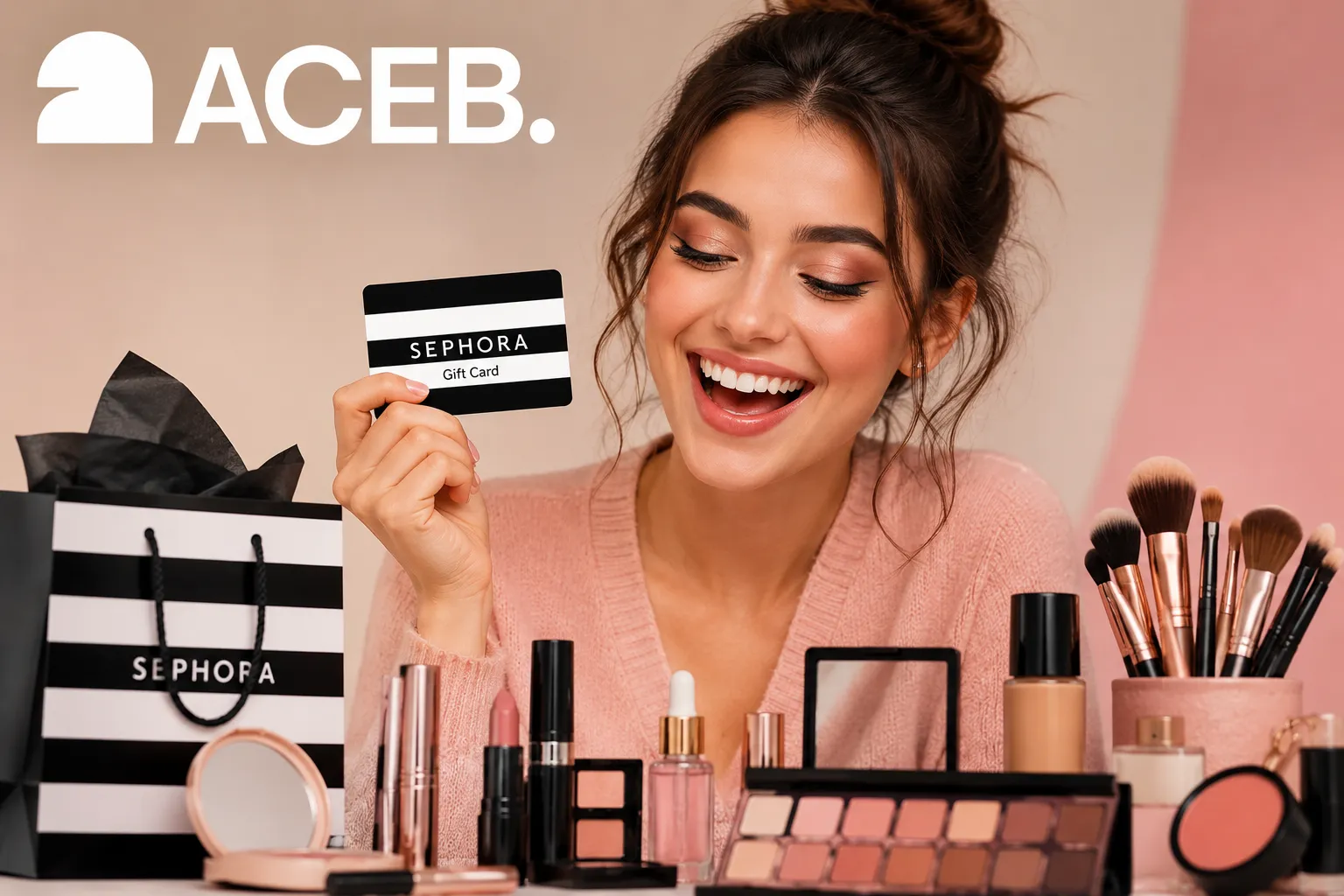 ACEB beauty and Sephora gift card lifestyle scene
